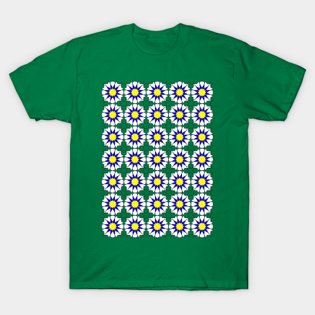 Islamic Geometric pattern 002 Blue & Yellow T-Shirt by rupertrussell